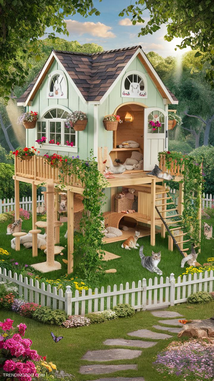 outside cat enclosure Garden shed converted into cat paradise