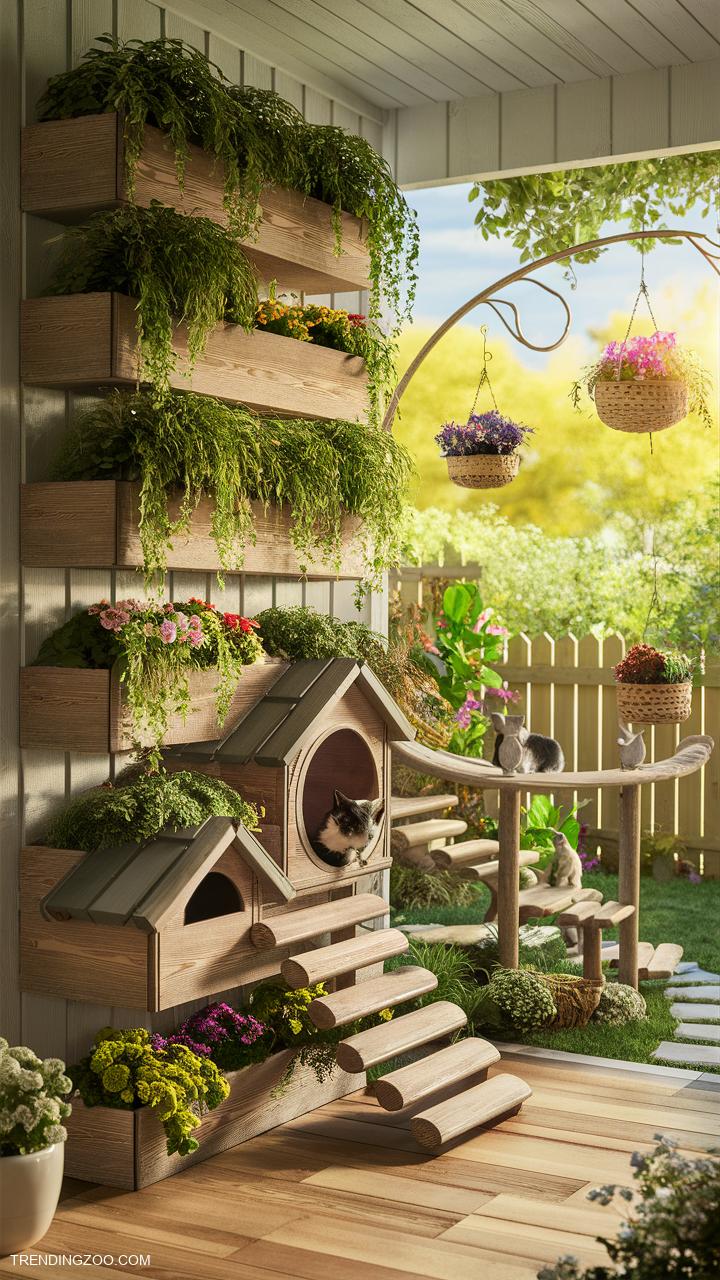 outside cat enclosure Vertical garden planter cat walkways