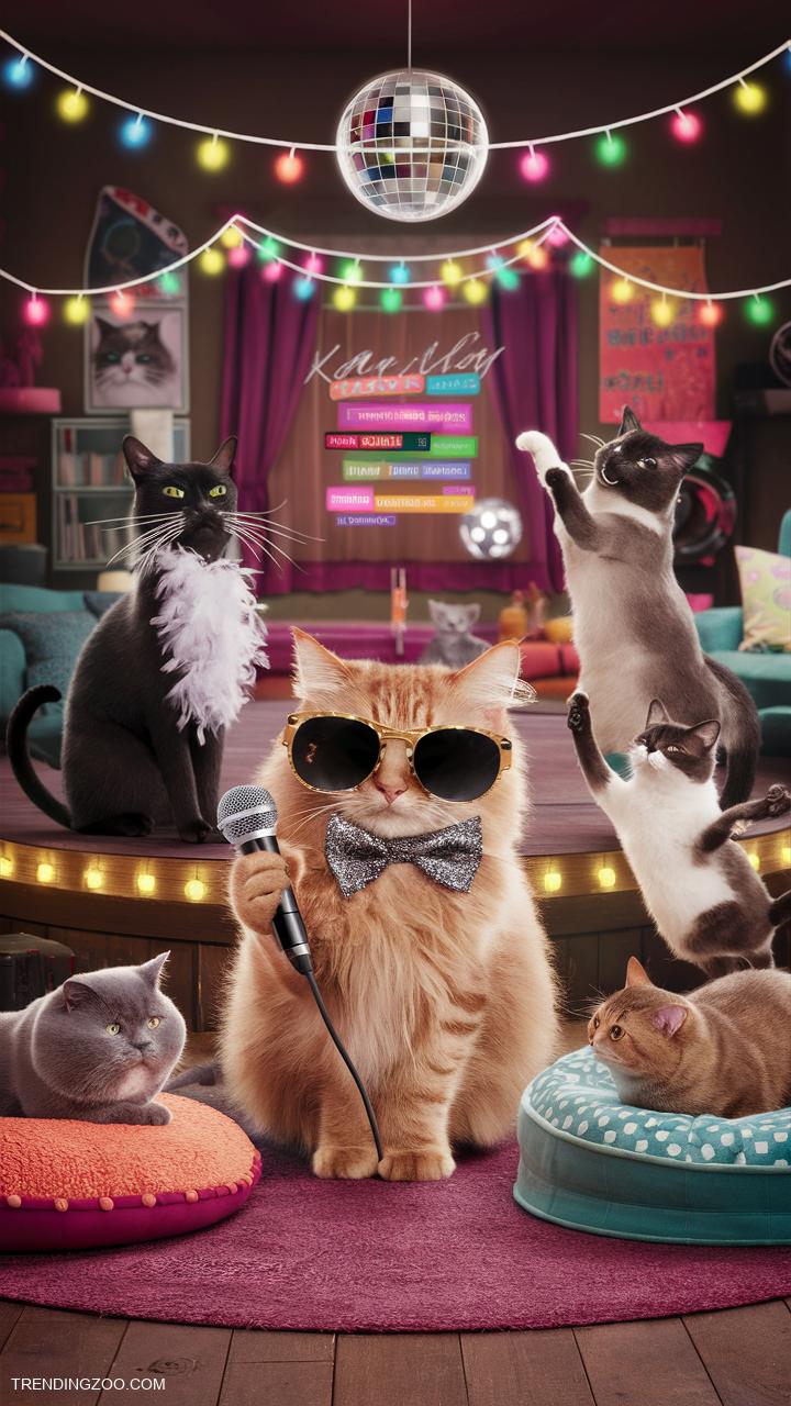 silly cats Cat karaoke nights with silly song choices