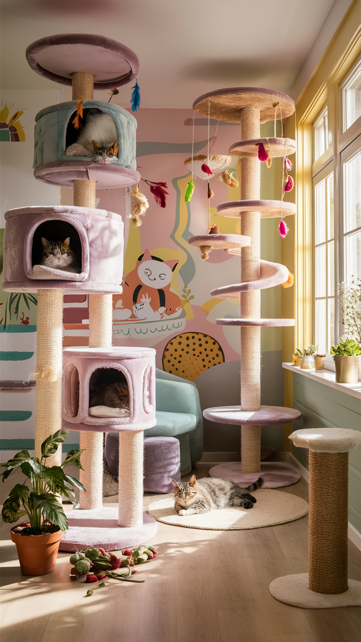 unique cat trees Cat playground with interactive toys and features