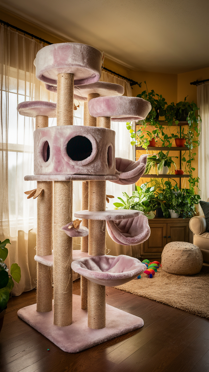 unique cat trees Cat tree with built in scratching posts