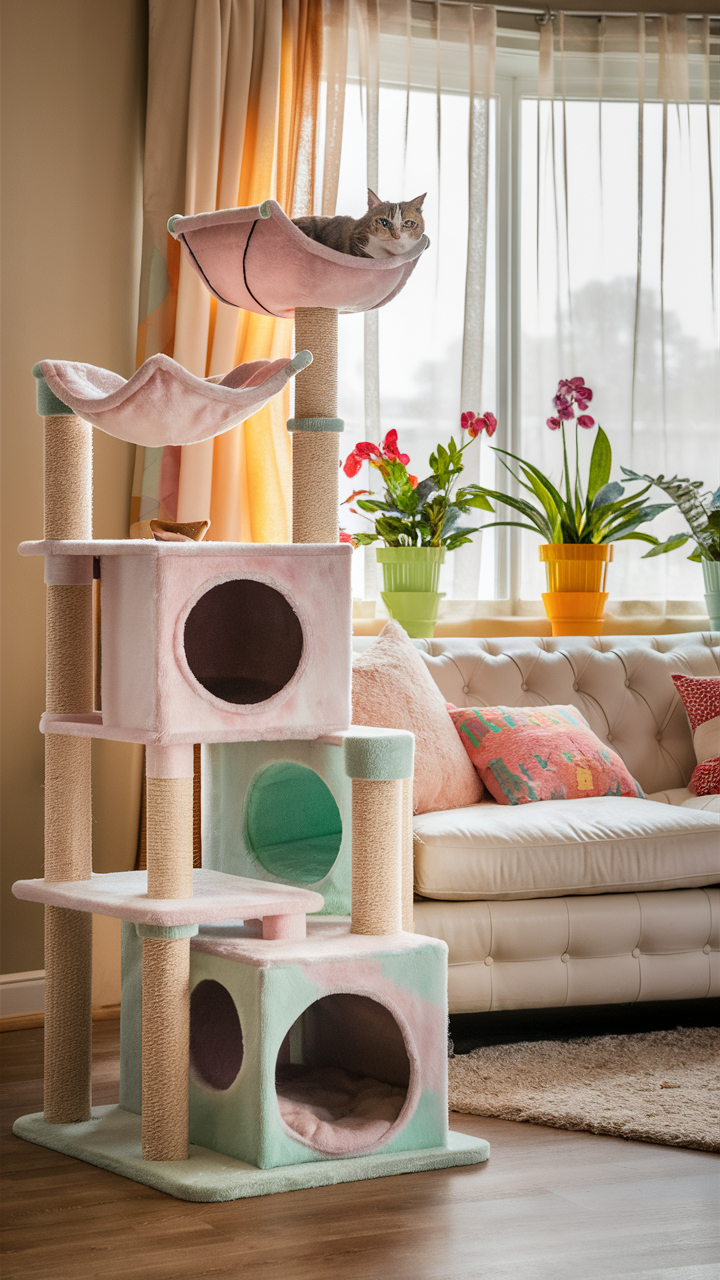 unique cat trees Modular cat tower with interchangeable pieces