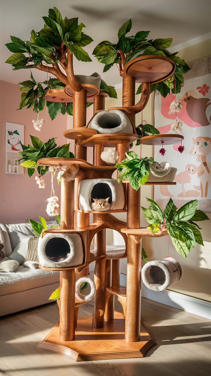 unique cat trees Multi level tree with hiding spots and tunnels