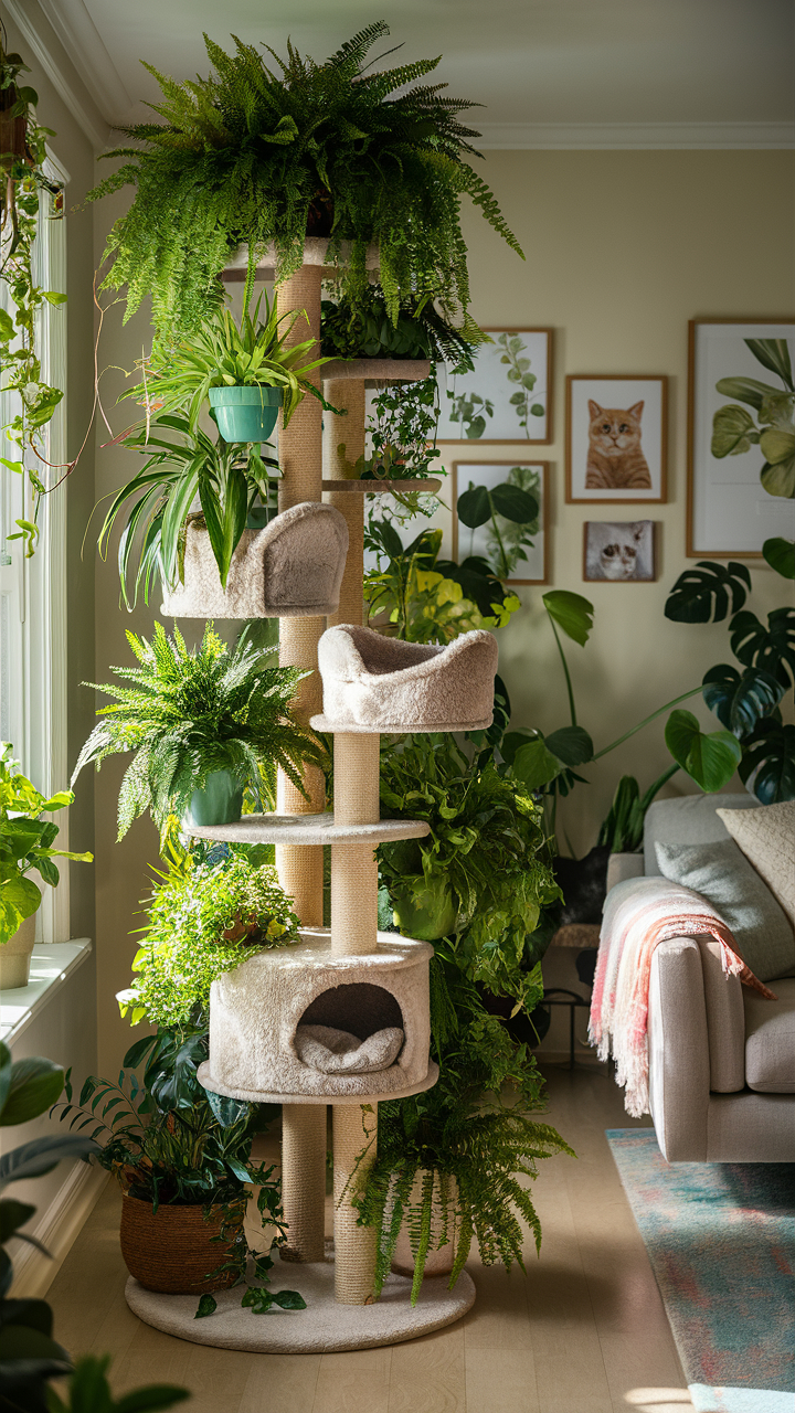 unique cat trees Vertical garden cat tree with plants