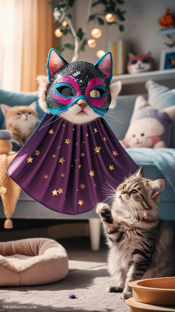 cat mask ideas Superhero mask with colorful cape