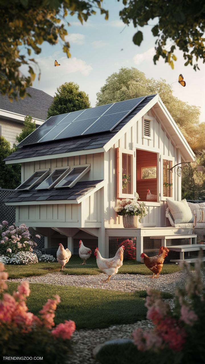 Chicken coop ideas Luxury coop with solar powered features