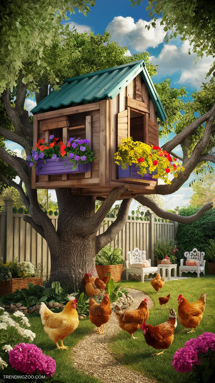 Chicken coop ideas Treehouse coop for a whimsical touch