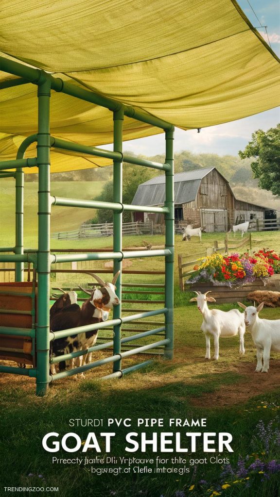 Diy goat shelter PVC pipe frame with shade cloth
