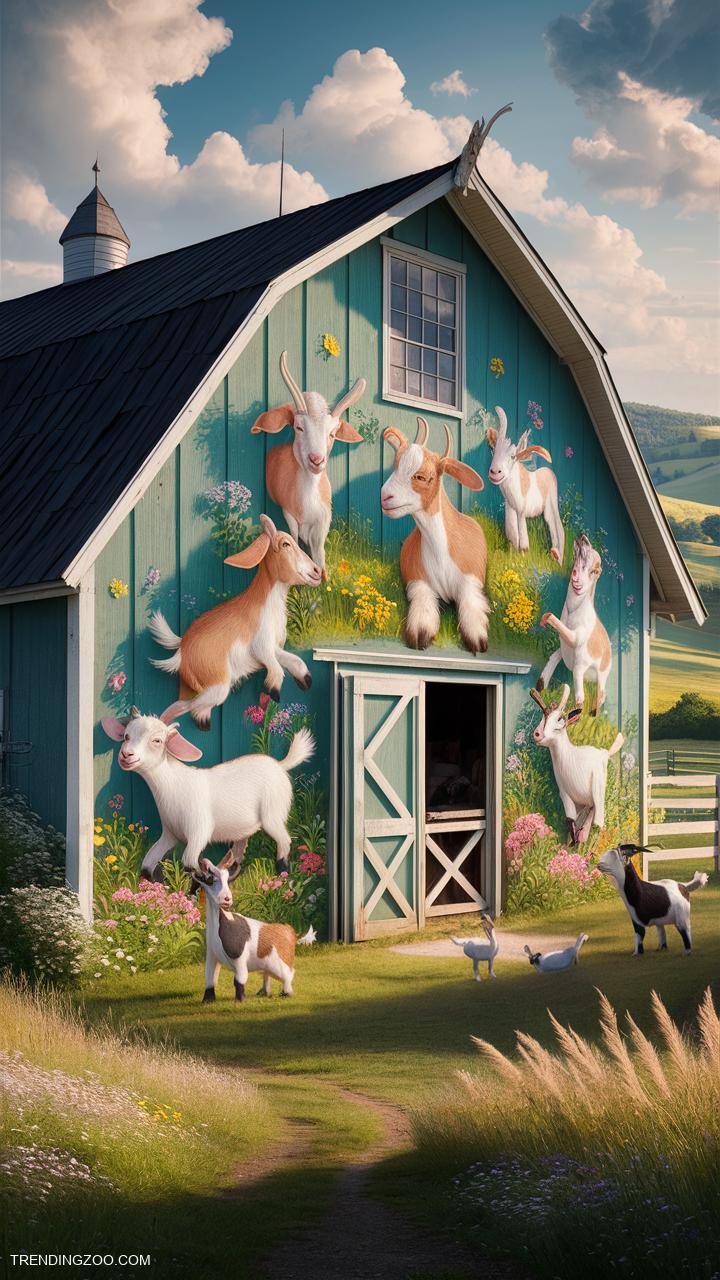 Goat barn ideas Artistic barn painted with goat murals