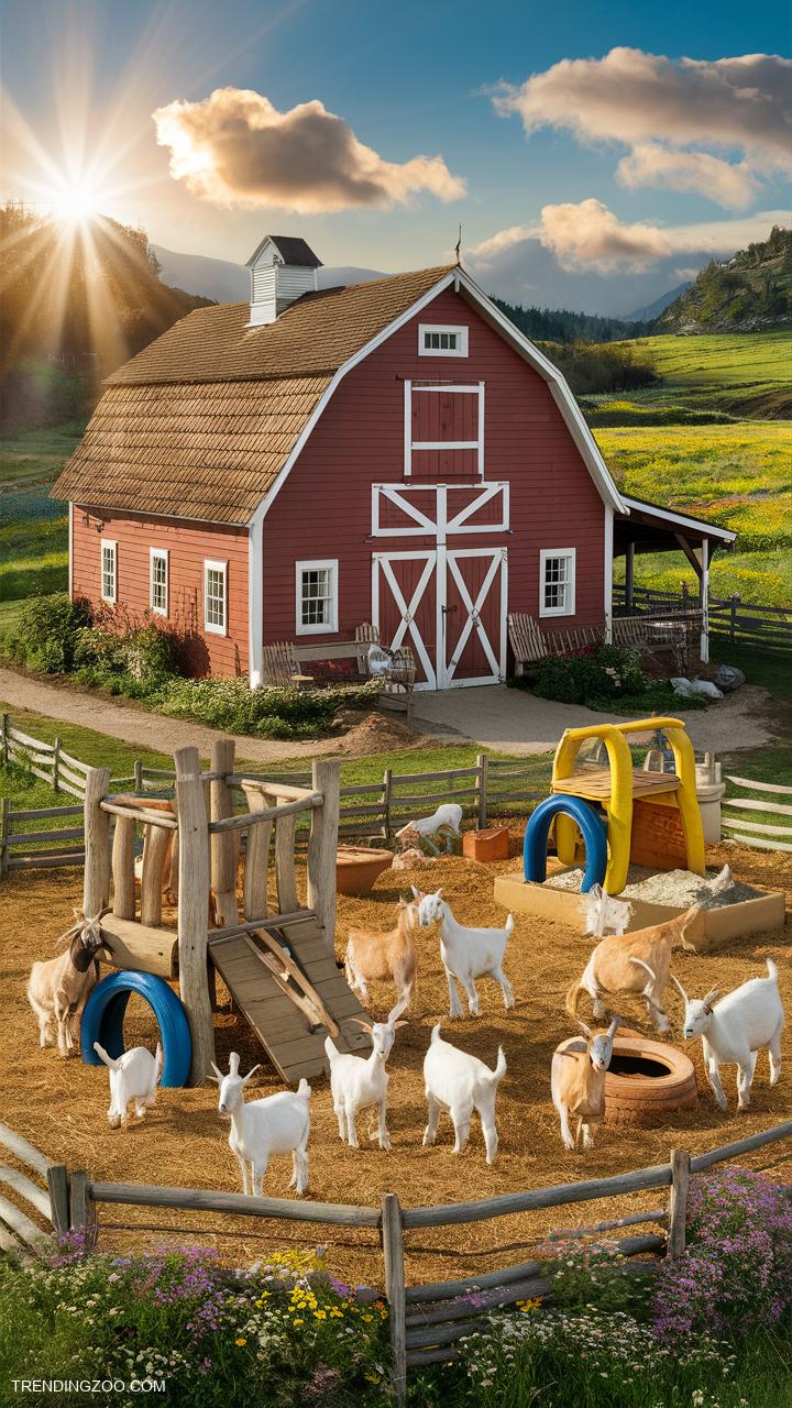 Goat barn ideas Barn with a goat playground area