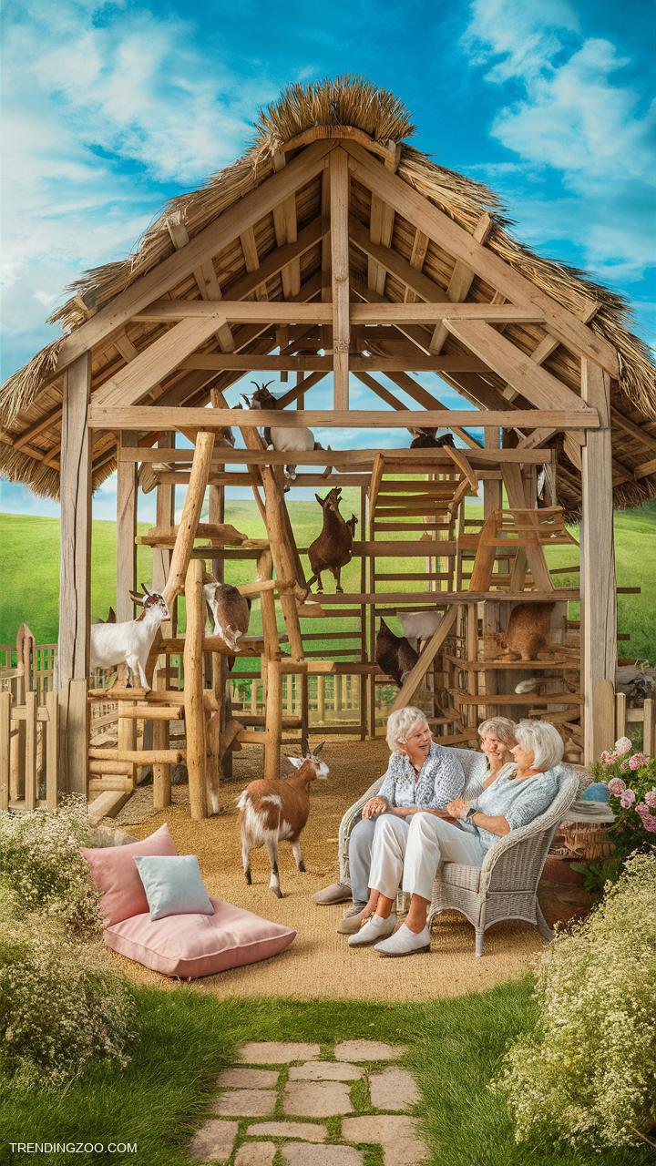 Goat barn ideas Open air barn with climbing structures