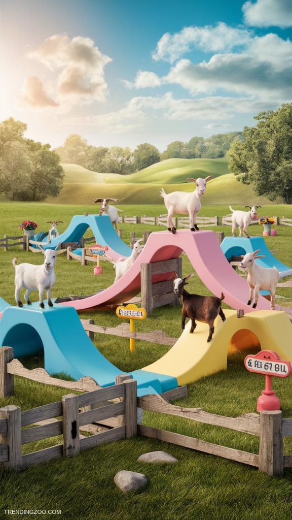 Goat playground ideas Agility course with ramps and tunnels