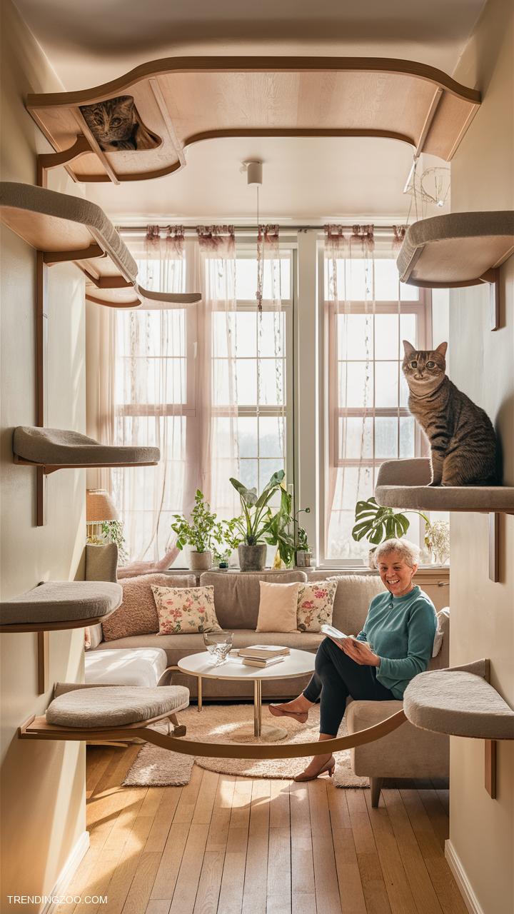 apartment cat ideas Ceiling mounted cat walk for high perches