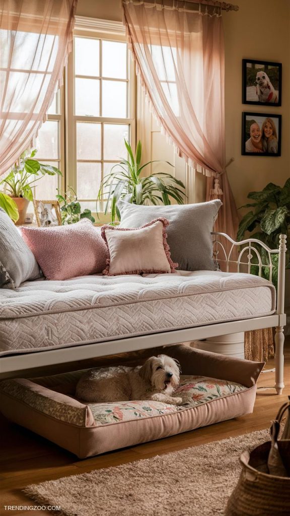 bed with dog bed underneath Stylish daybed with canine sleeping area