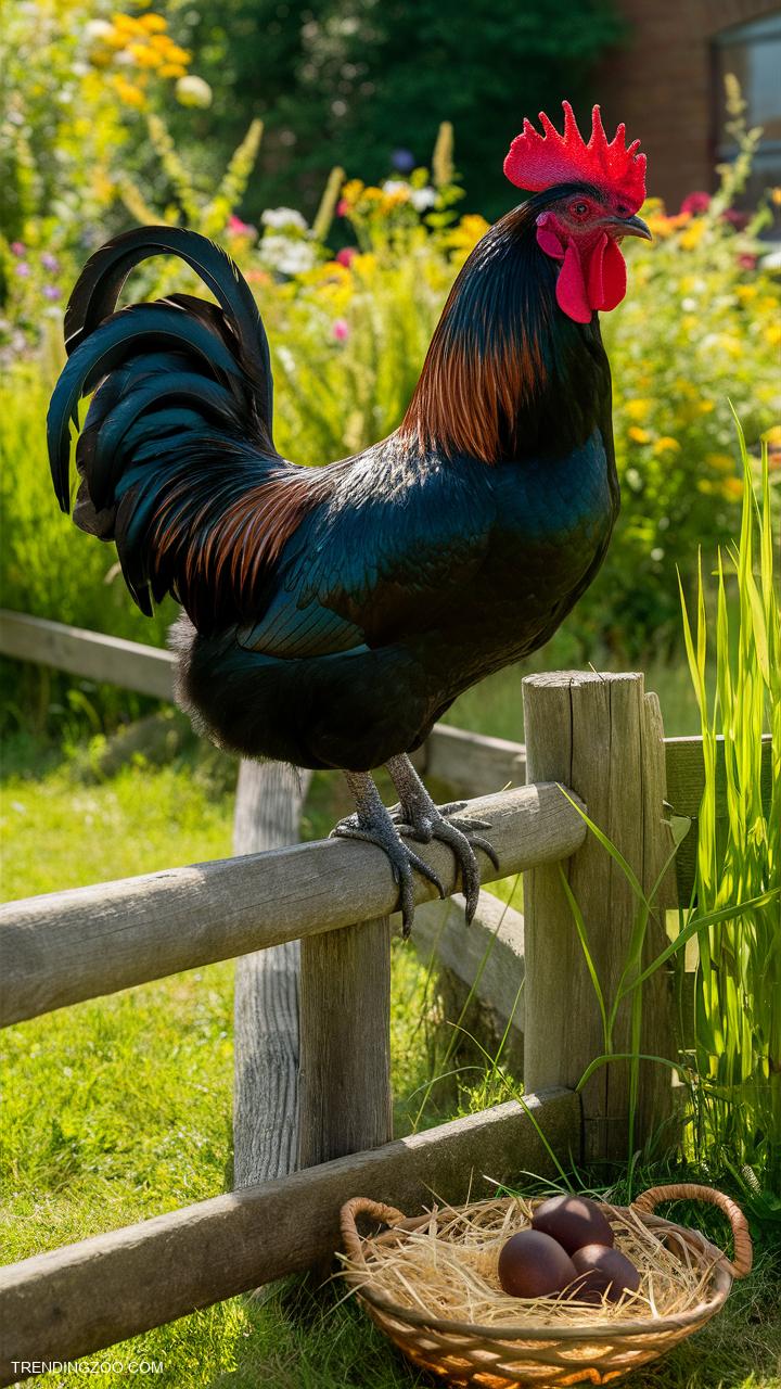 chicken breeds Bold Black Copper Marans with Dark Eggs