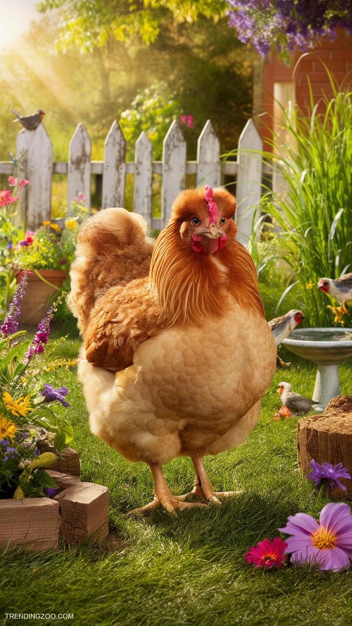 chicken breeds Friendly Cochin with Curly Feathers