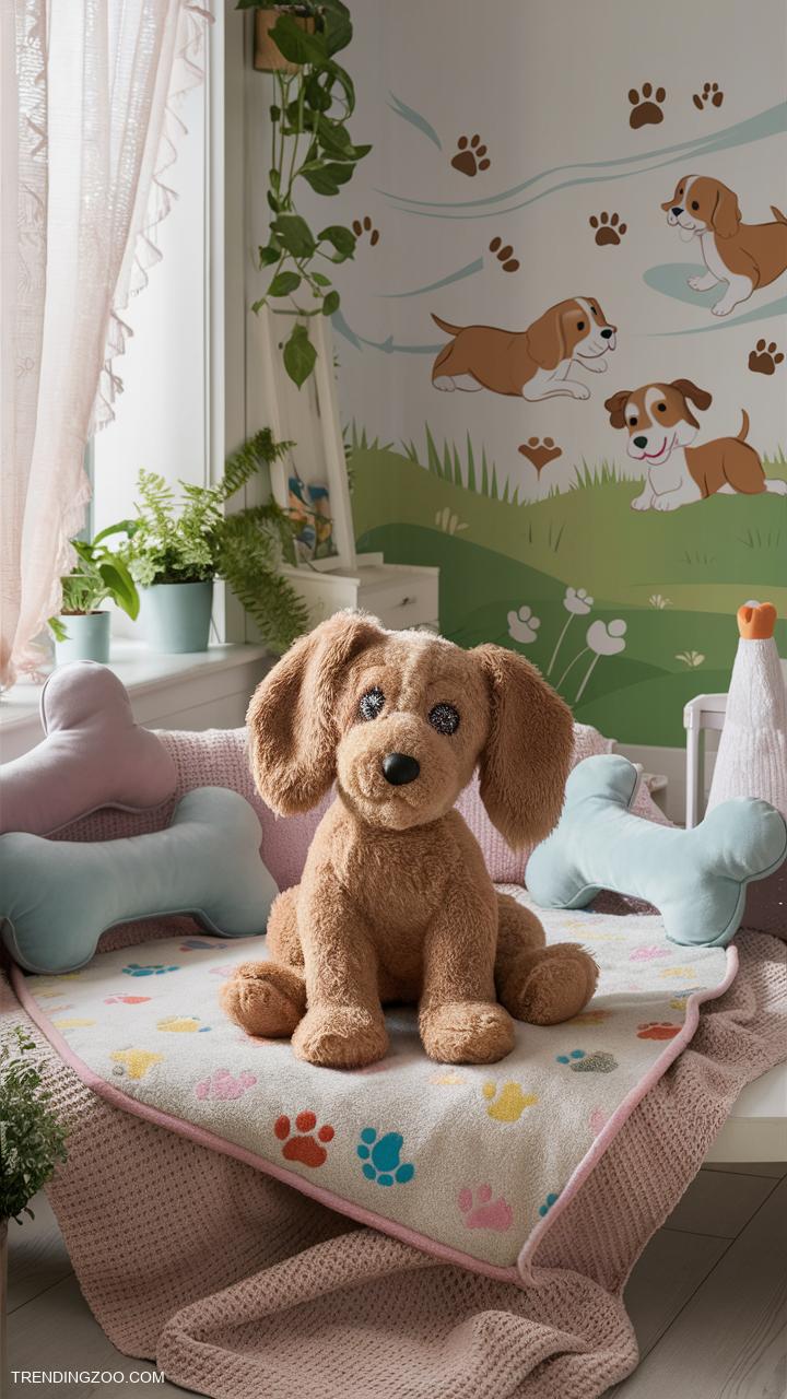 dog themed nursery Adorable dog plushies for snuggly companions