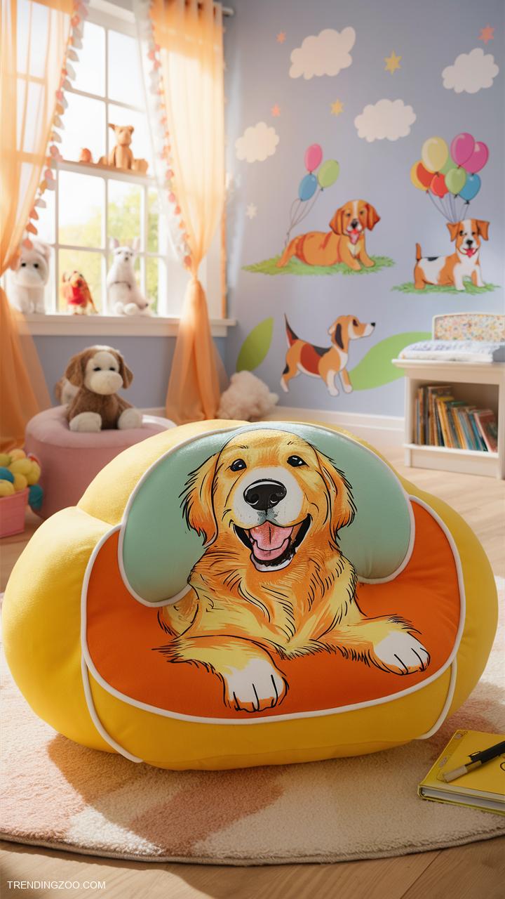 dog themed nursery Colorful dog breed pillows for comfort