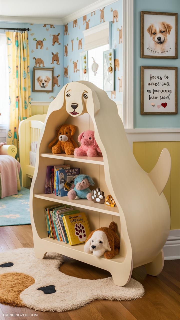 dog themed nursery Dog shaped shelves for toys and books