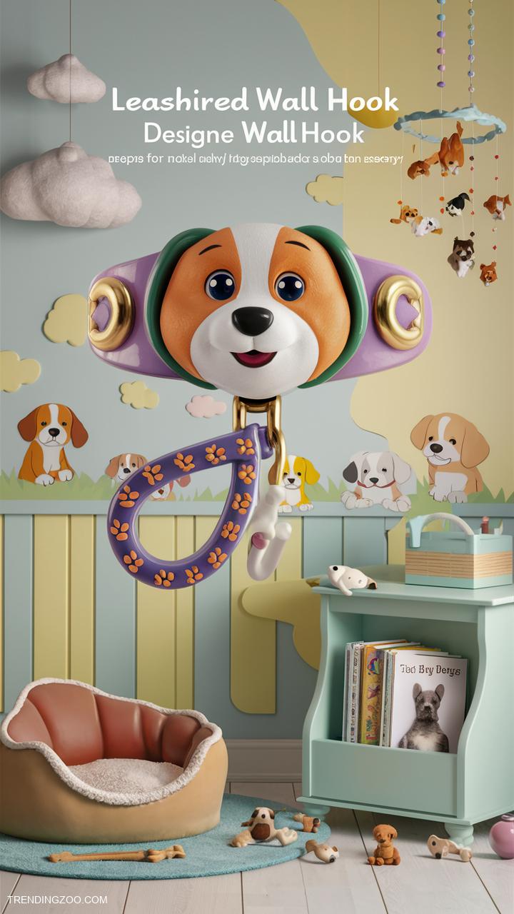 dog themed nursery Leash inspired wall hooks for playful storage