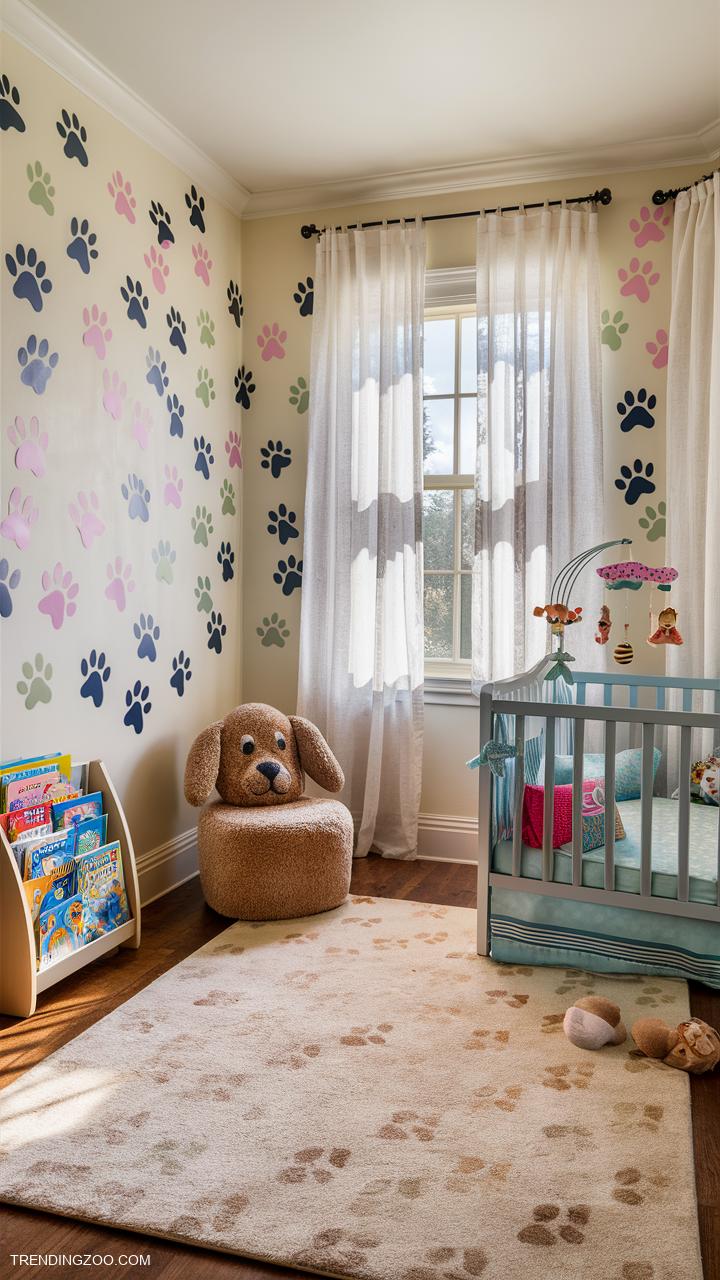 dog themed nursery Paw prints wall decals for playful decor