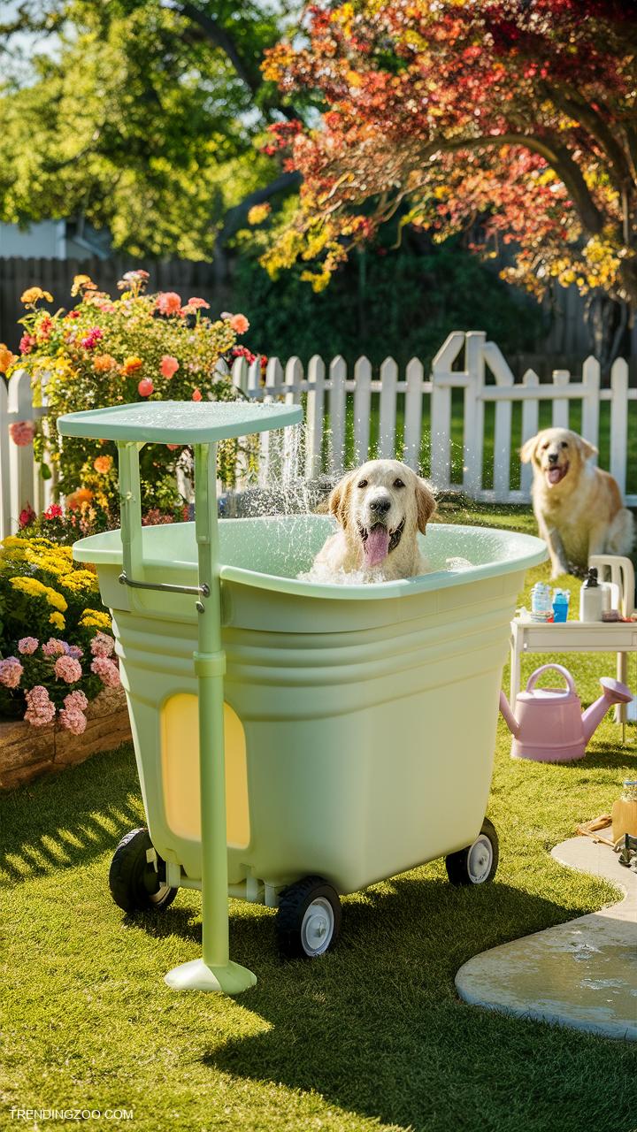 dog washing station Portable dog wash tub on wheels