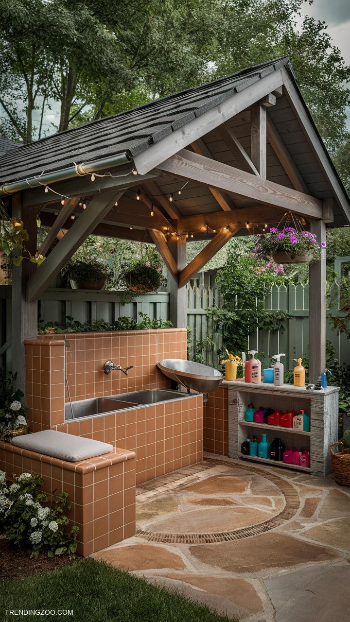 dog washing station Undercover outdoor washing station with shade