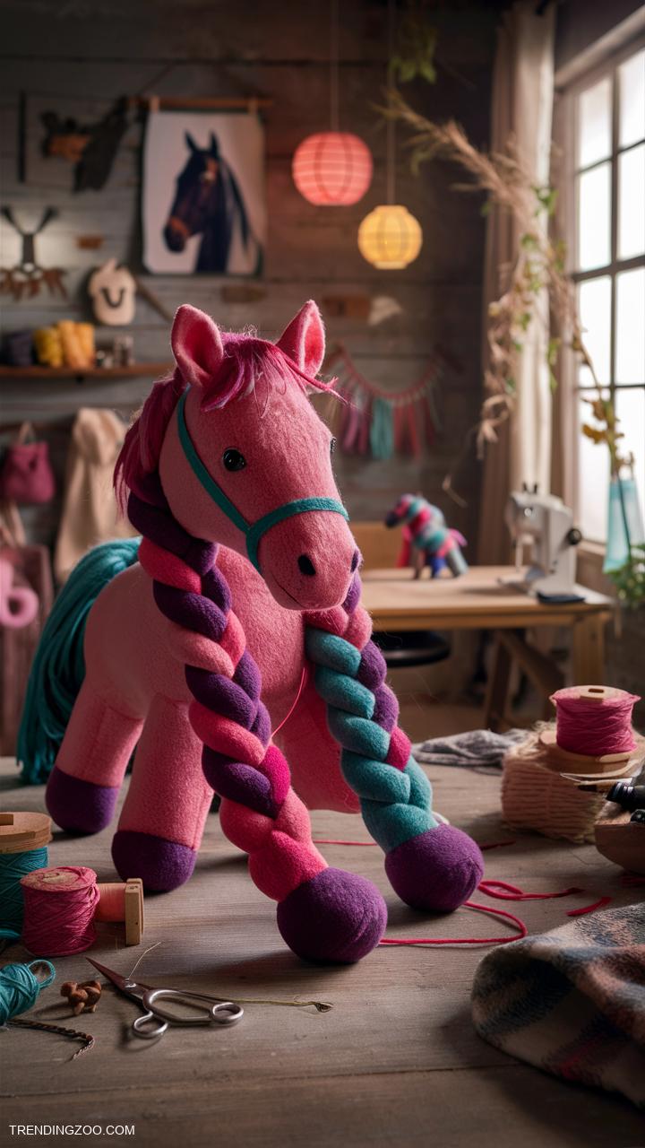 horse crafts Braided fleece horse toys