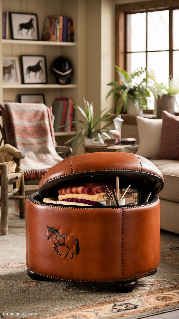 horse crafts Horse blanket storage ottoman