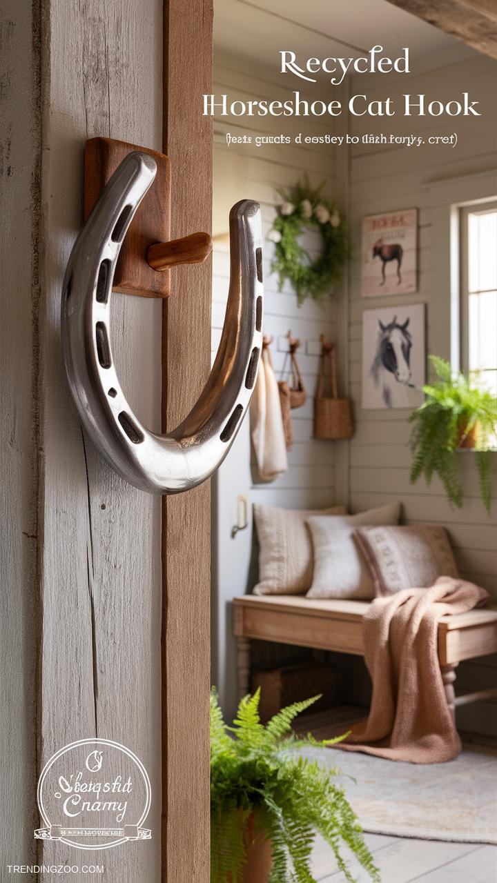 horse crafts Recycled horseshoe coat hooks
