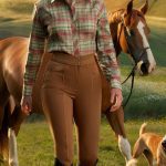 horseback riding outfits Vintage plaid shirt tucked into breeches