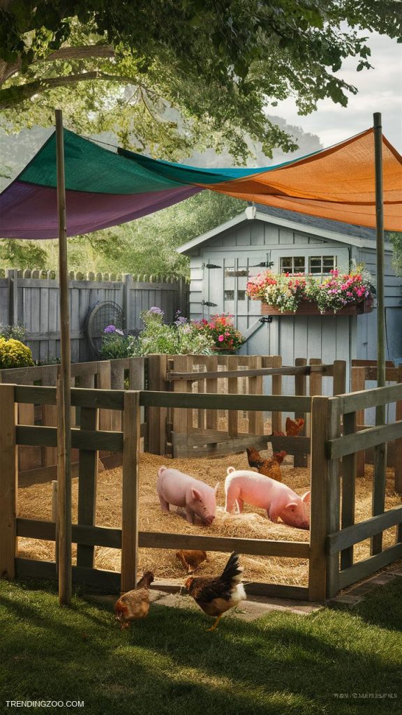 pig pen ideas Temporary pen using fencing and tarps