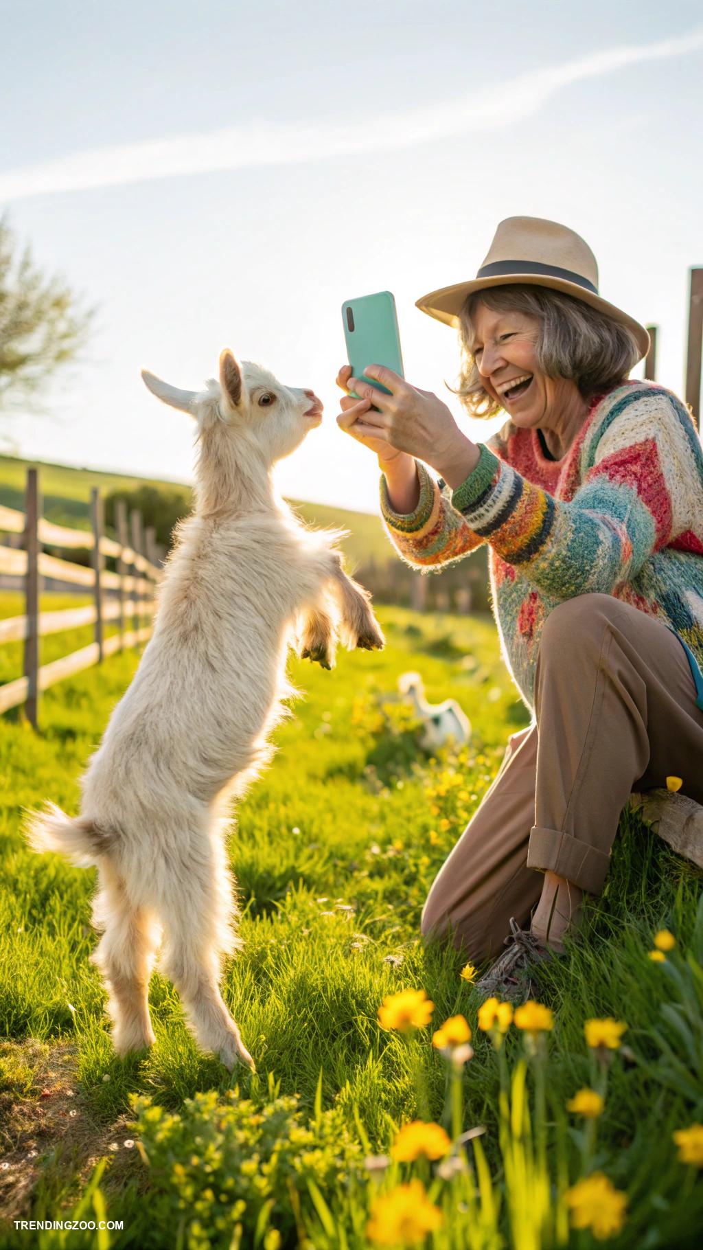 Cute baby goats Capture goat selfies for social media fun