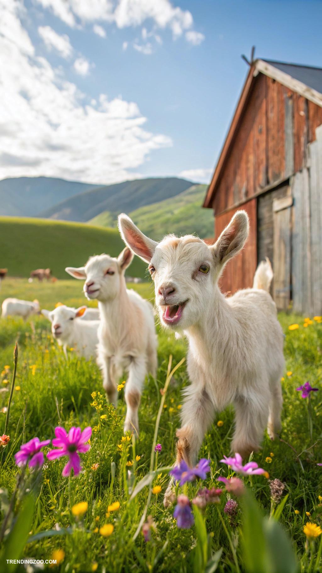 Cute baby goats Goat playdates a farmyard gathering