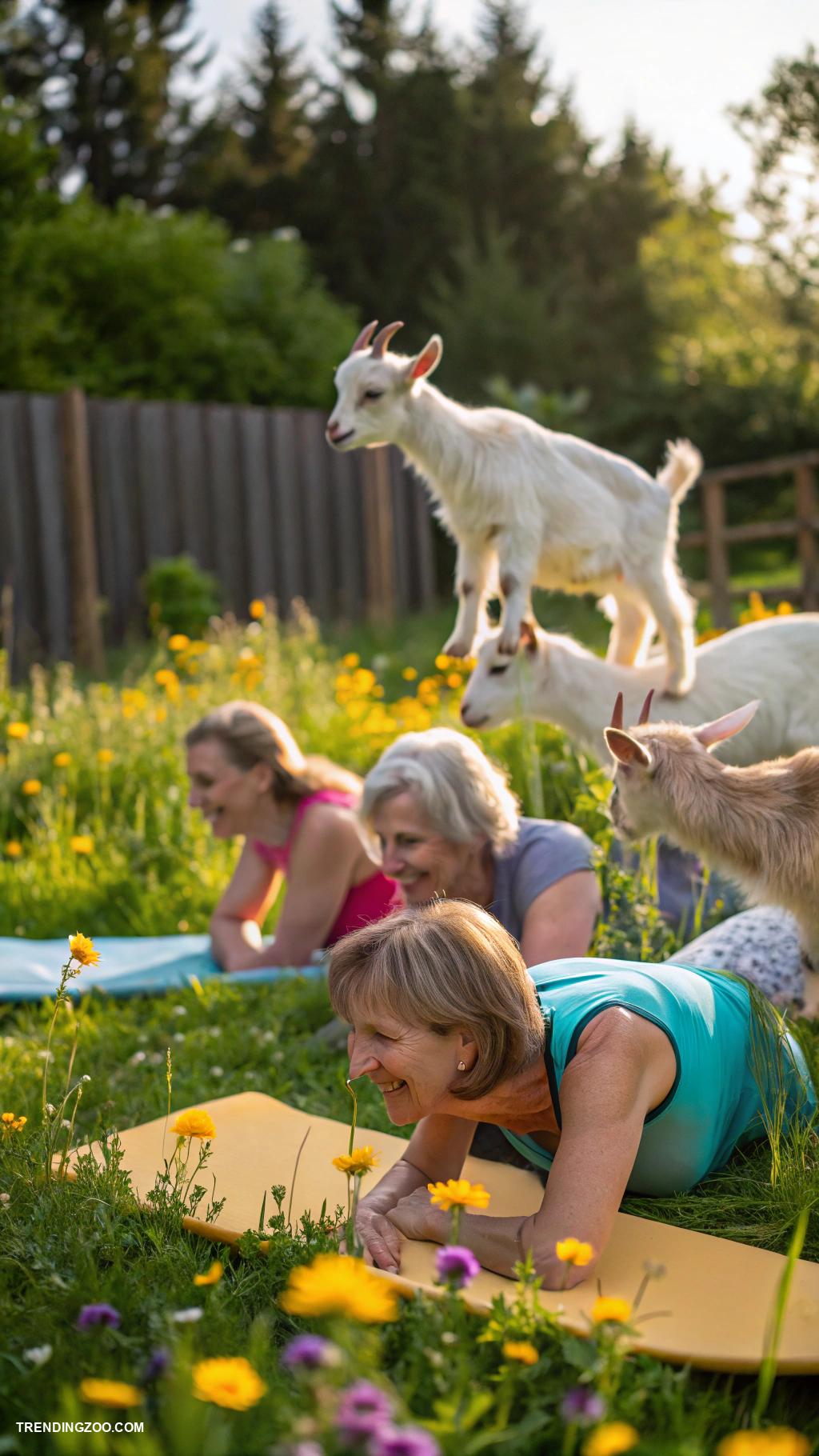 Cute baby goats Tiny goat yoga classes for relaxation