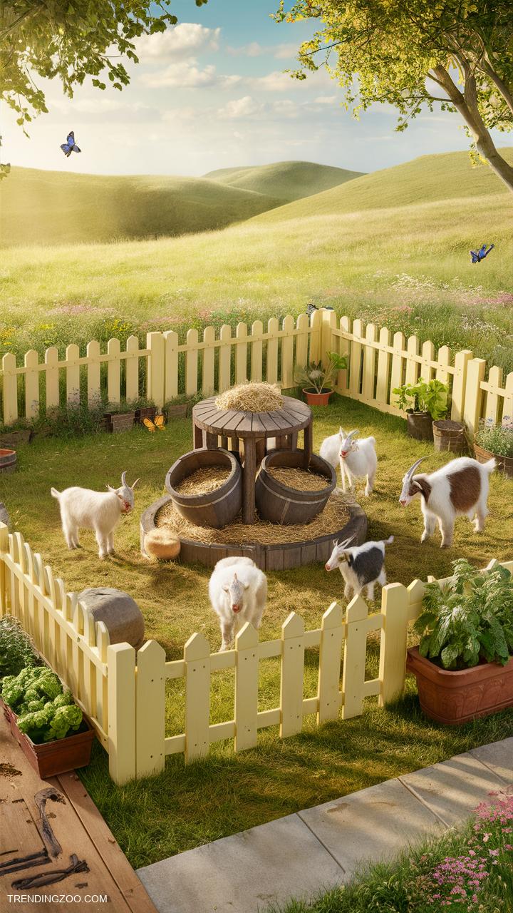 Goat pen ideas Goat pen with an interactive feeding station