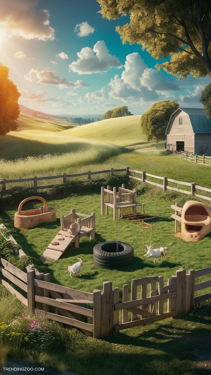 Goat pen ideas Goat pen with integrated play equipment