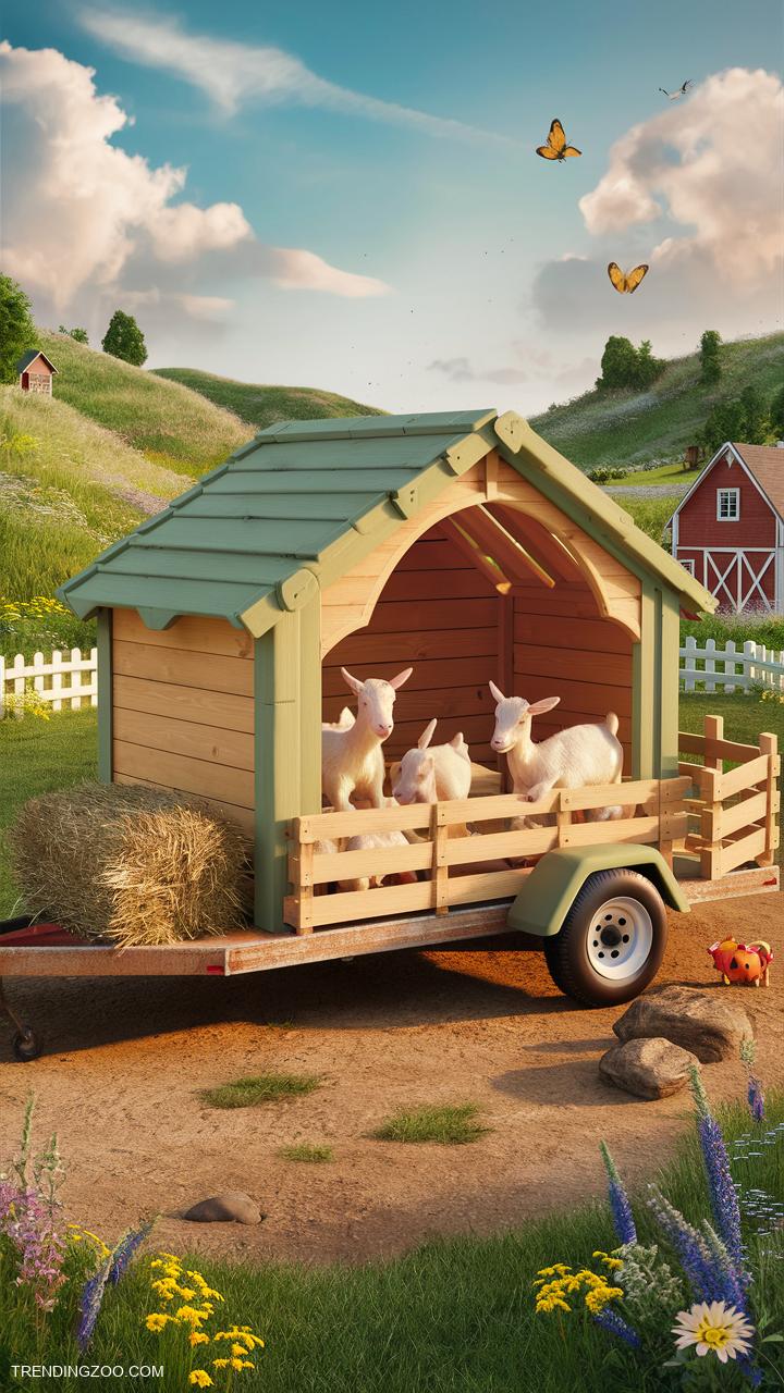 Goat pen ideas Mobile goat pen on a trailer platform