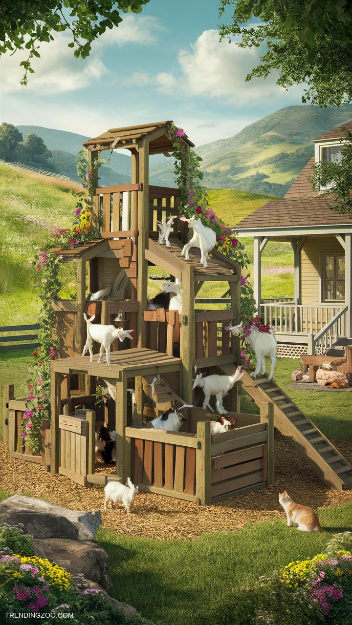 Goat pen ideas Multi level goat pen for exploration