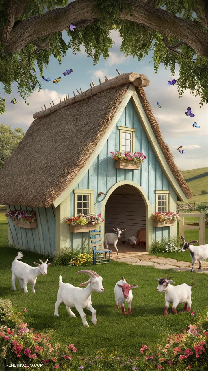 Goat pen ideas Themed house style goat shelter