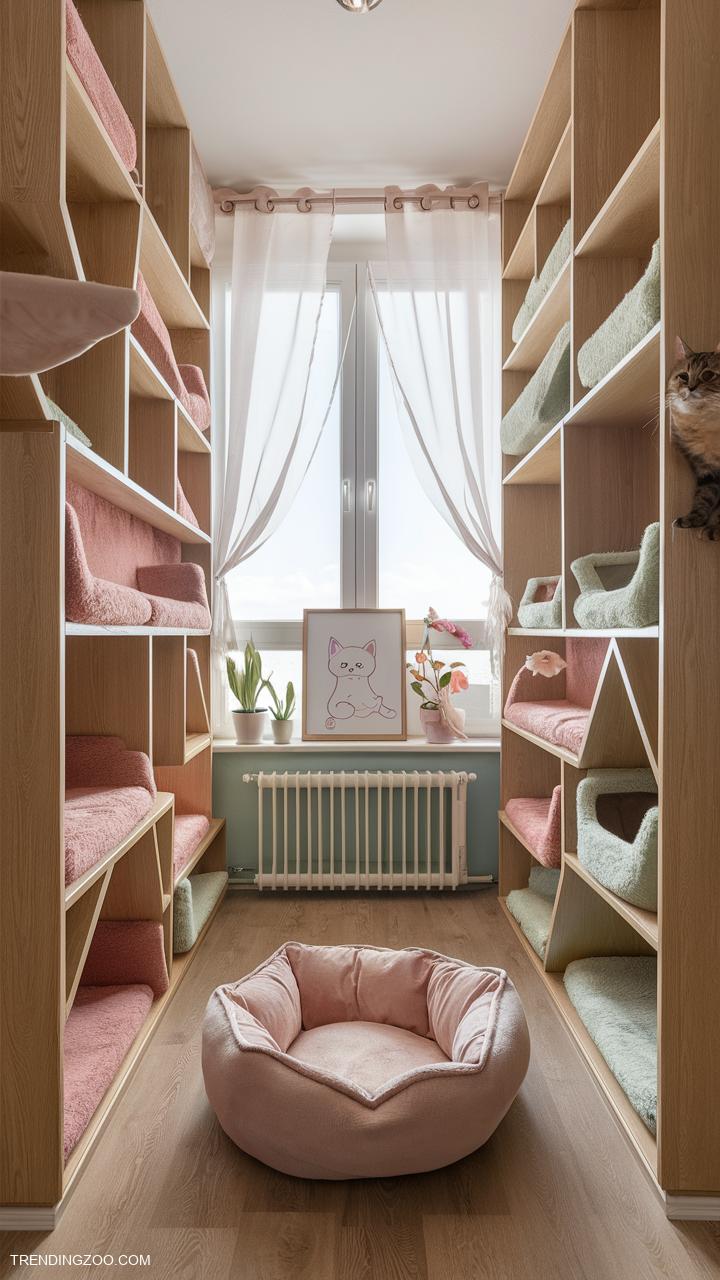 cat bedroom ideas Built in shelves for climbing and lounging