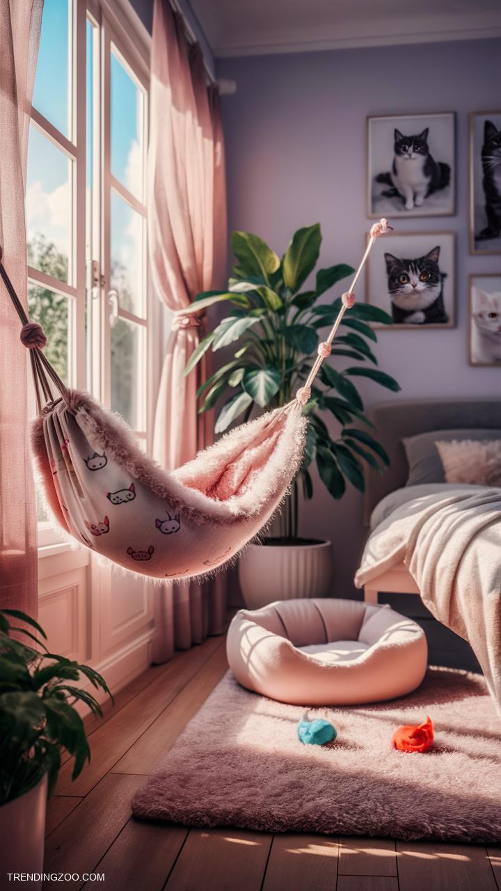 cat bedroom ideas Hanging hammock by window for sunbathing