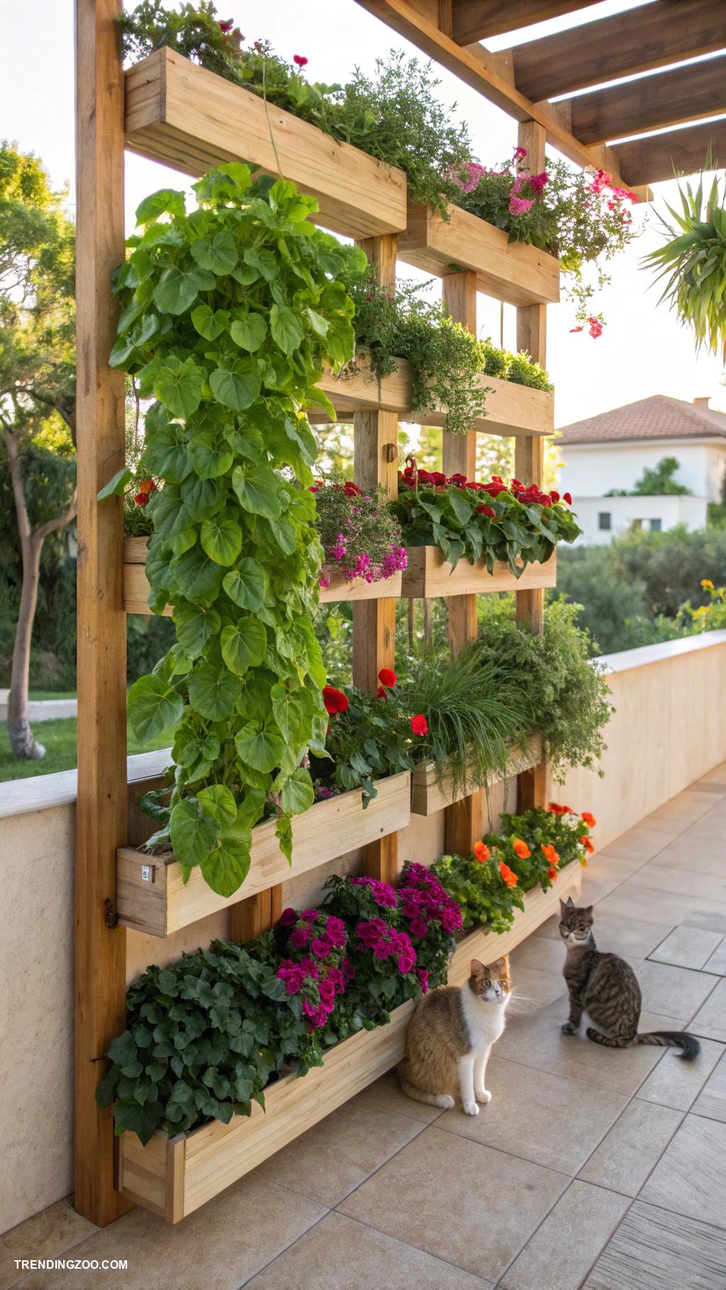 cat friendly garden ideas Vertical garden for climbing and perching