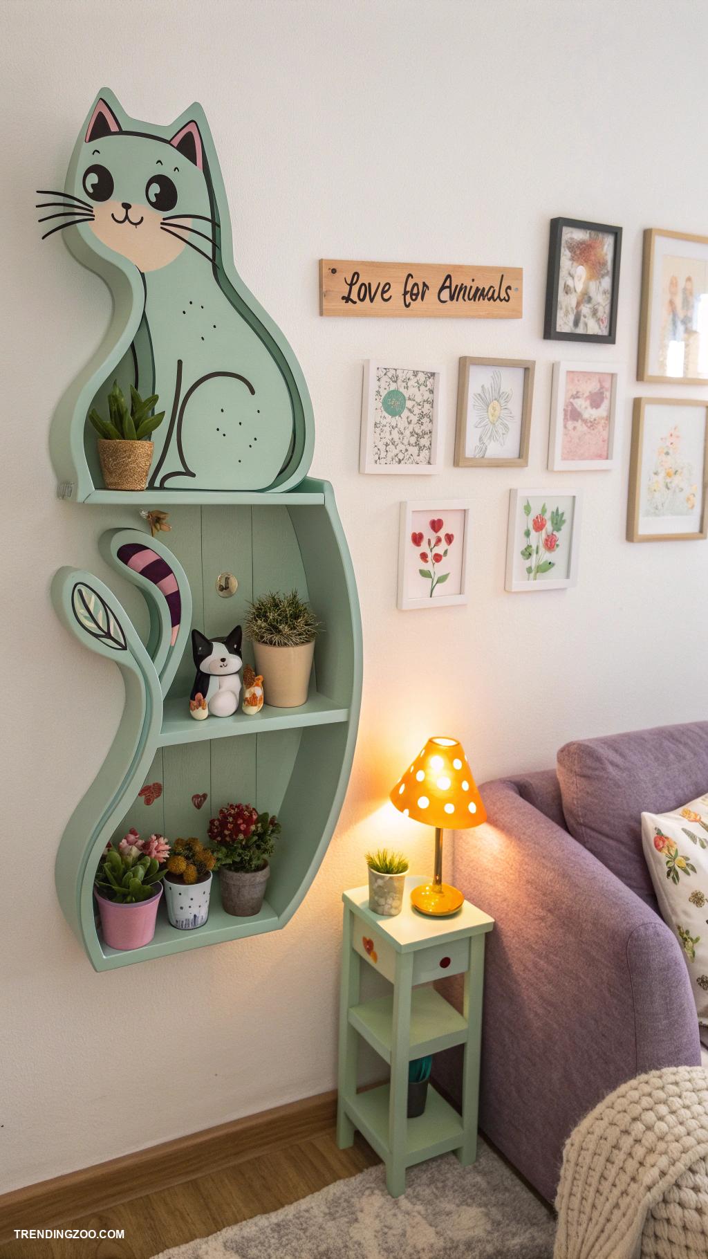 cat wall shelves Cat shaped shelves for playful aesthetics