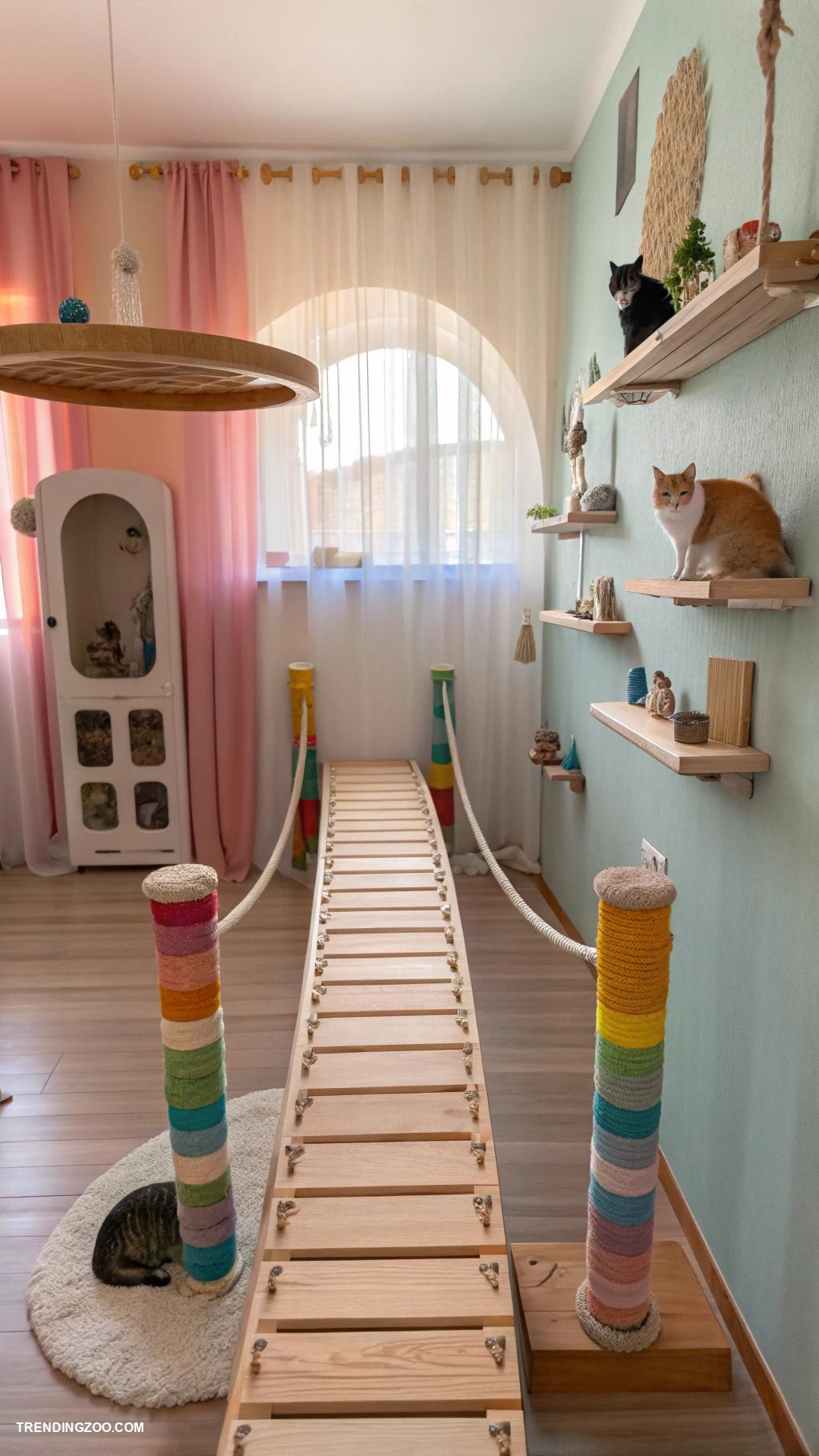 cat wall shelves Floating bridge with scratching posts
