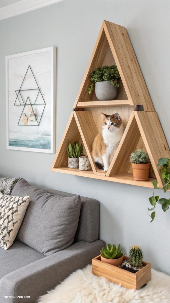 cat wall shelves Geometric shelves for modern decor