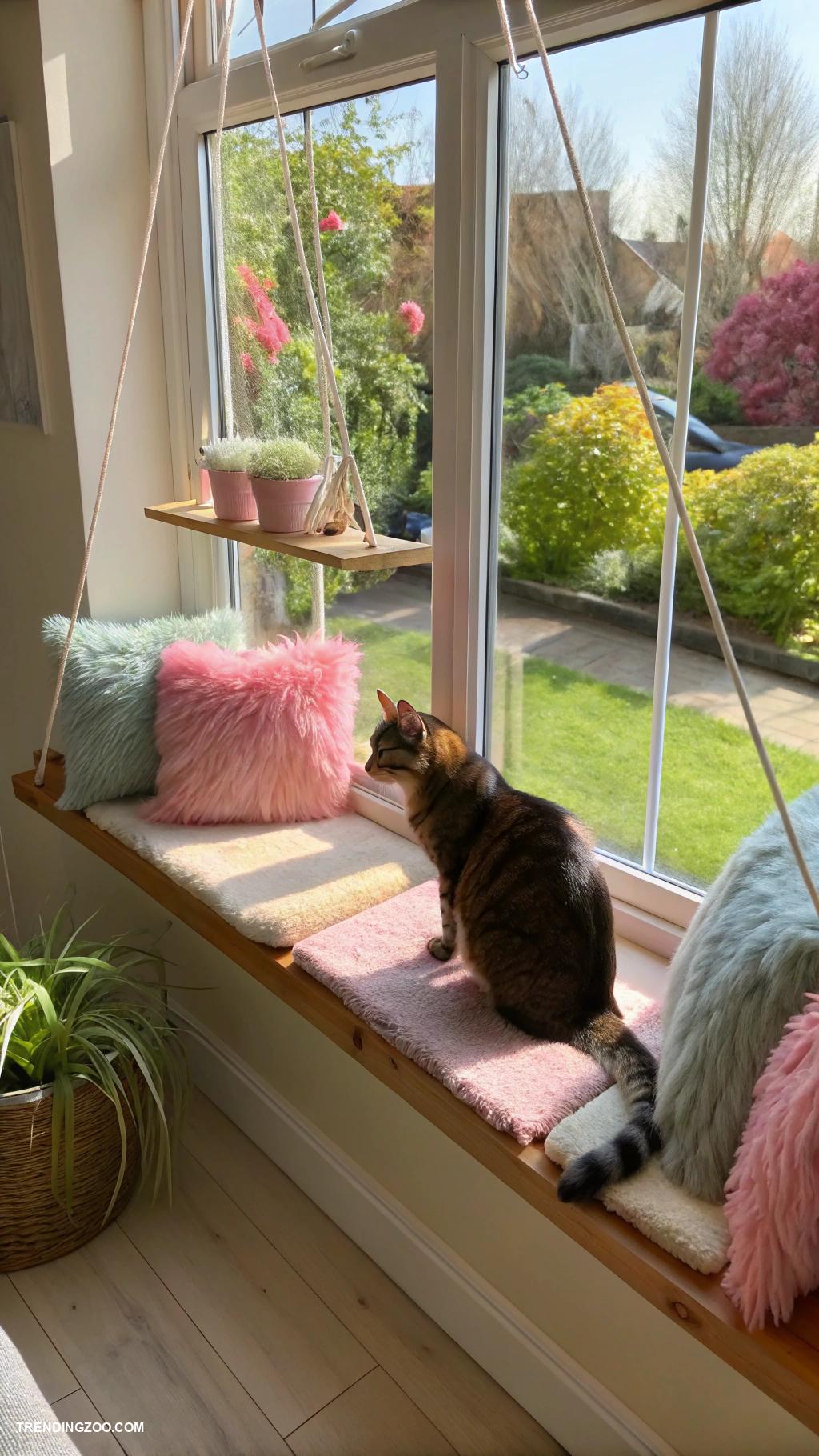 cat window perch ideas DIY suction cup shelves