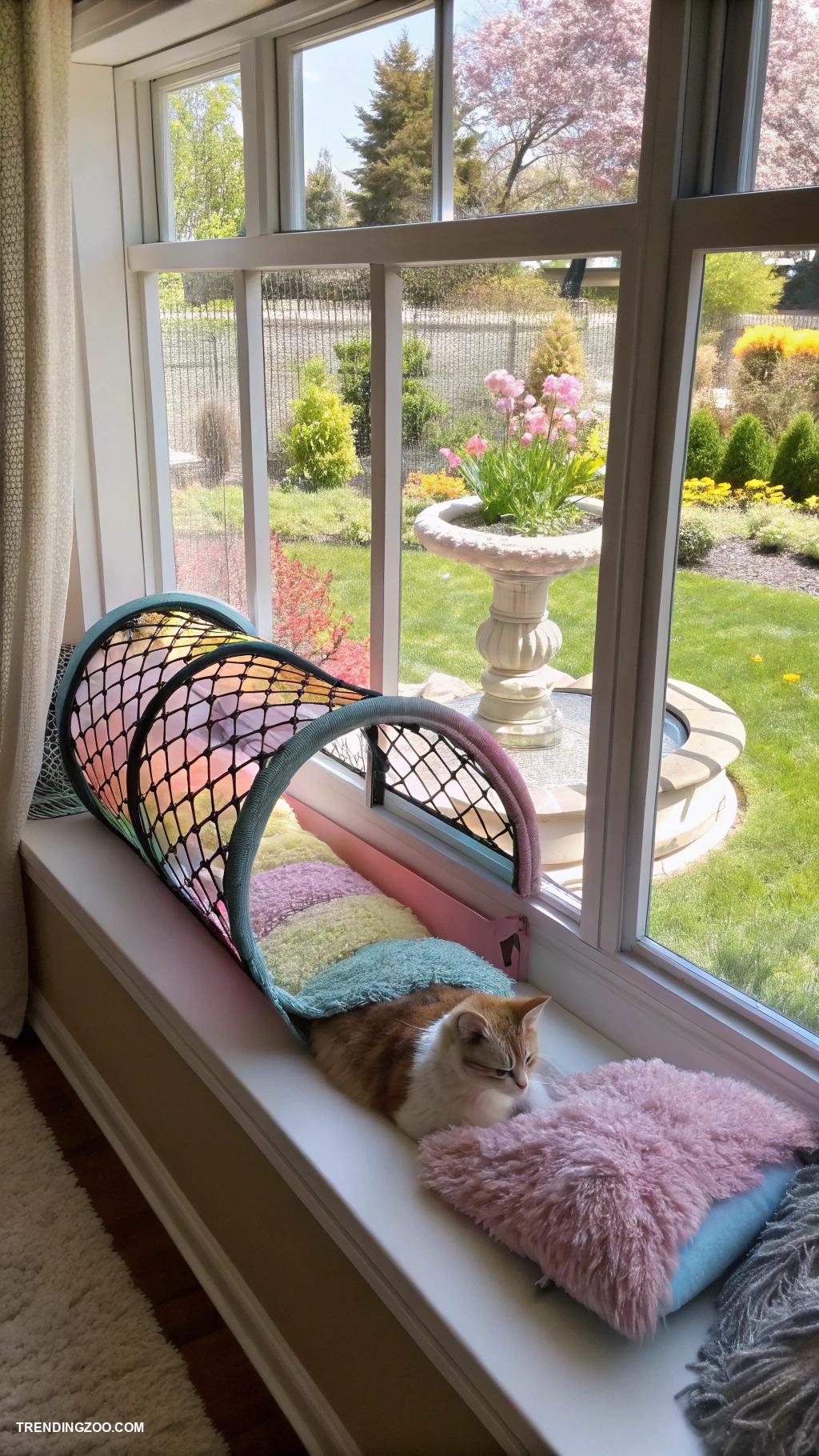 cat window perch ideas Window view tunnel with safety net