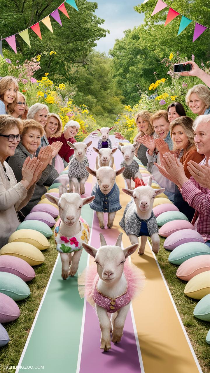 cute baby goats Goat fashion show with cute outfits