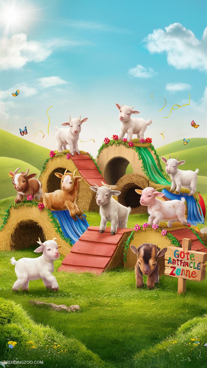 cute baby goats Goat obstacle course for fun challenges